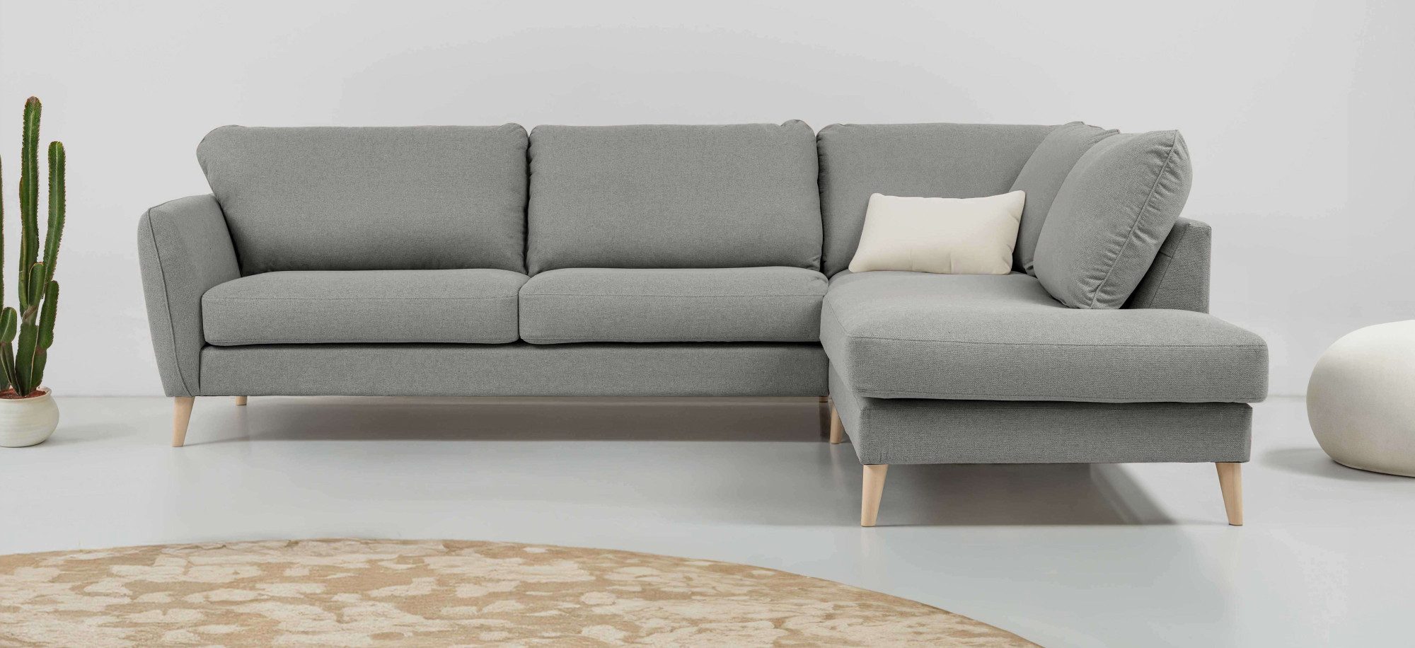Home affaire Ecksofa MARSEILLE 278/202 cm, L-Form, Ottom. rechts/links, verschiedene Bezüge, Massivholzbeine Eiche, Landhausstil, Wellenunterfederung
