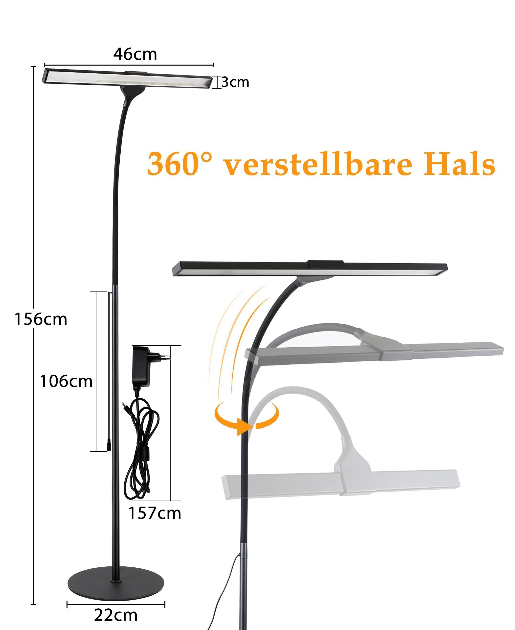ZMH LED Stehlampe Wohnzimmer dimmbar Modern Schwarz/Weiß Stehleuchte Schlafzimmer Flur, dimmbar, LED fest integriert, Warmweiß-Neutralweiß, 10W,Touch-Dimmer,40-Min-Timer,Nachtlicht für Treppenhaus Arbeitszimmer