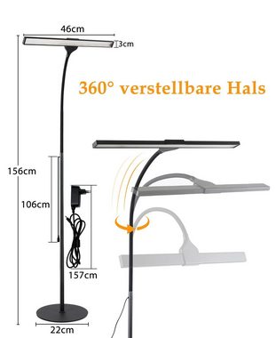 ZMH LED Stehlampe Leselampe Modern Touch mit Timer Beleuchtung Deko Büro, dimmbar, LED fest integriert, schwarz