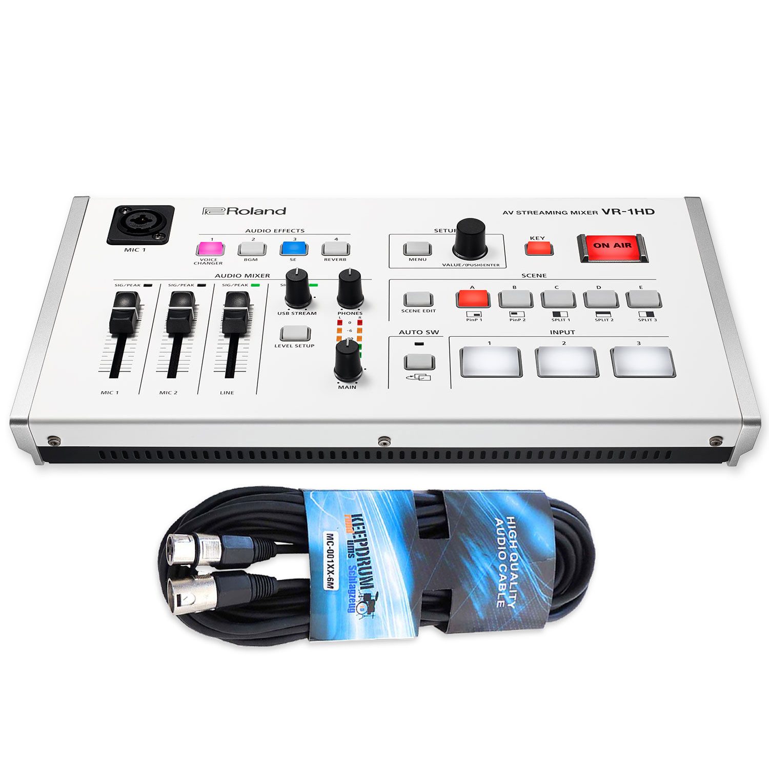 Roland Audio Roland Streaming Mixer VR-1HD mit XLR-Kabel Digitales Aufnahmegerät (Vorteils-Set mit XLR-Kabel)