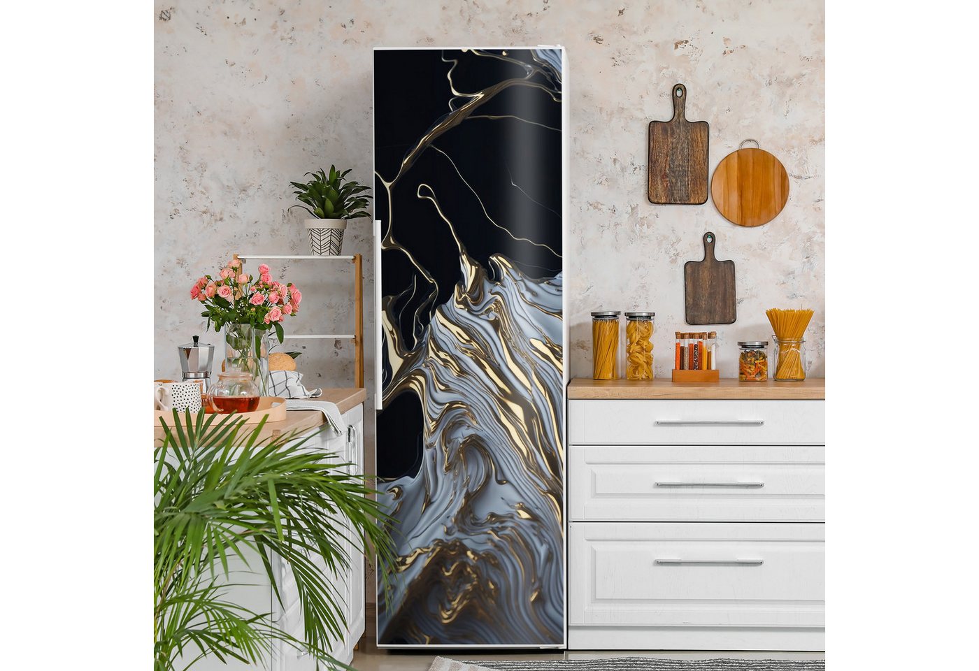 Thumbnail - DEQORI Magnetfolie 'Fließendes Gold', Kühlschrank Magnetmatte magnetisch Magnetfolie Folie Schutz