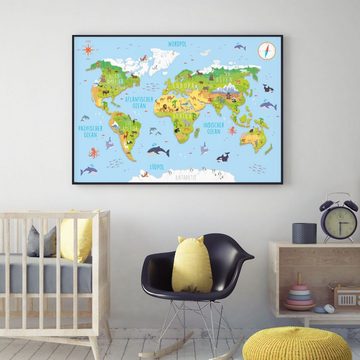 nikima Poster Kinder Weltkarte 3D, Weltkarte, in 3 Größen