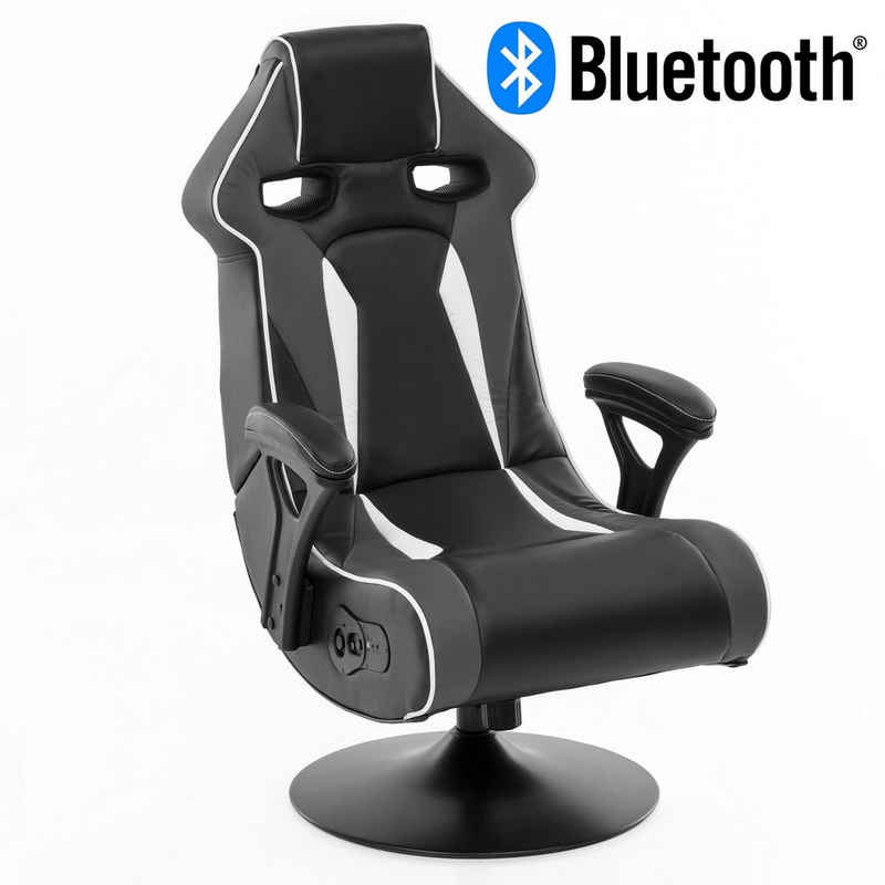 Wohnling Gaming Chair »WL8.026BT« (Soundchair Modern in Schwarz / Grau mit Bluetooth), Musiksessel mit Subwoofer, Multimediasessel