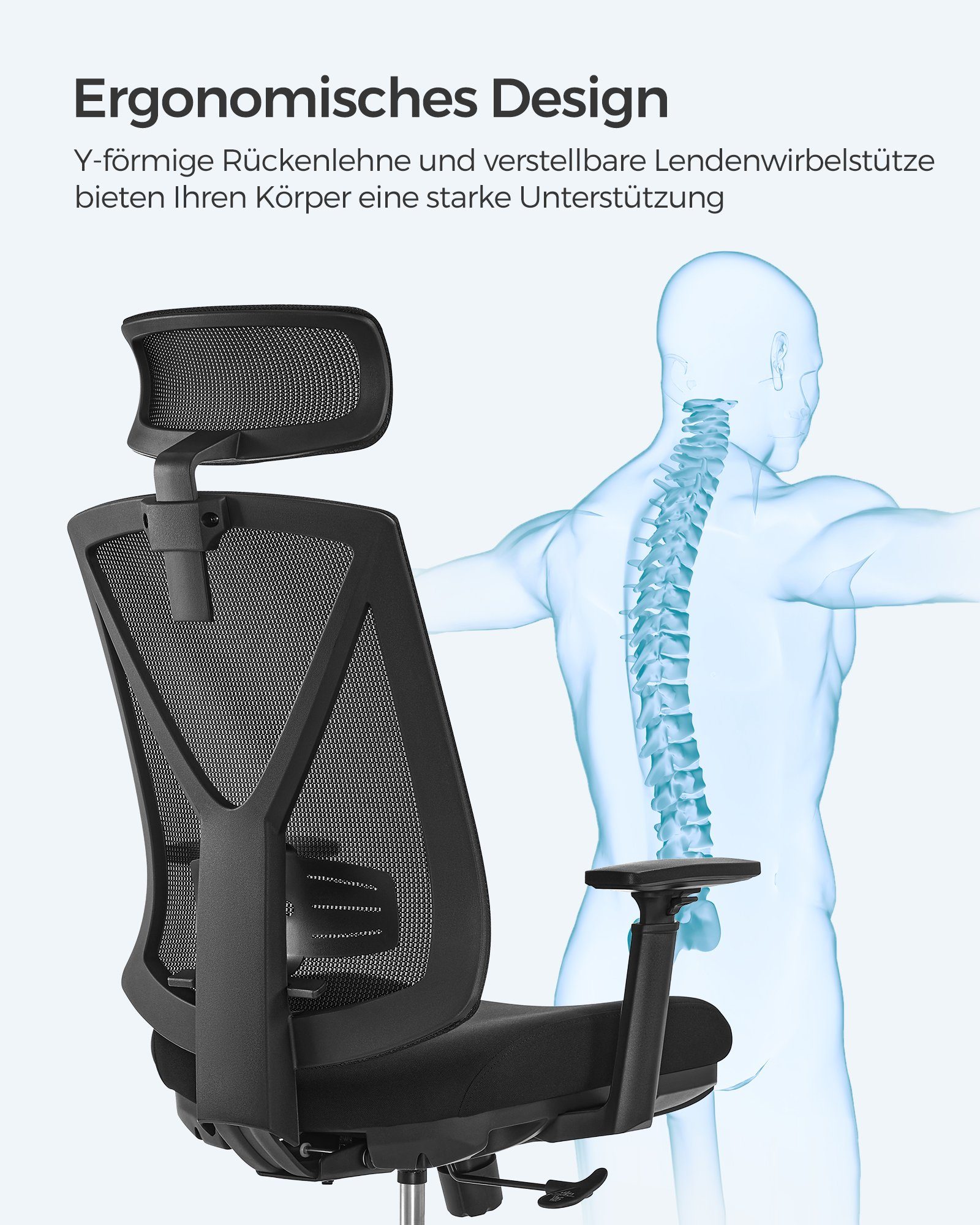 atmungsaktive Rückenlehne SONGMICS Bürostuhl,