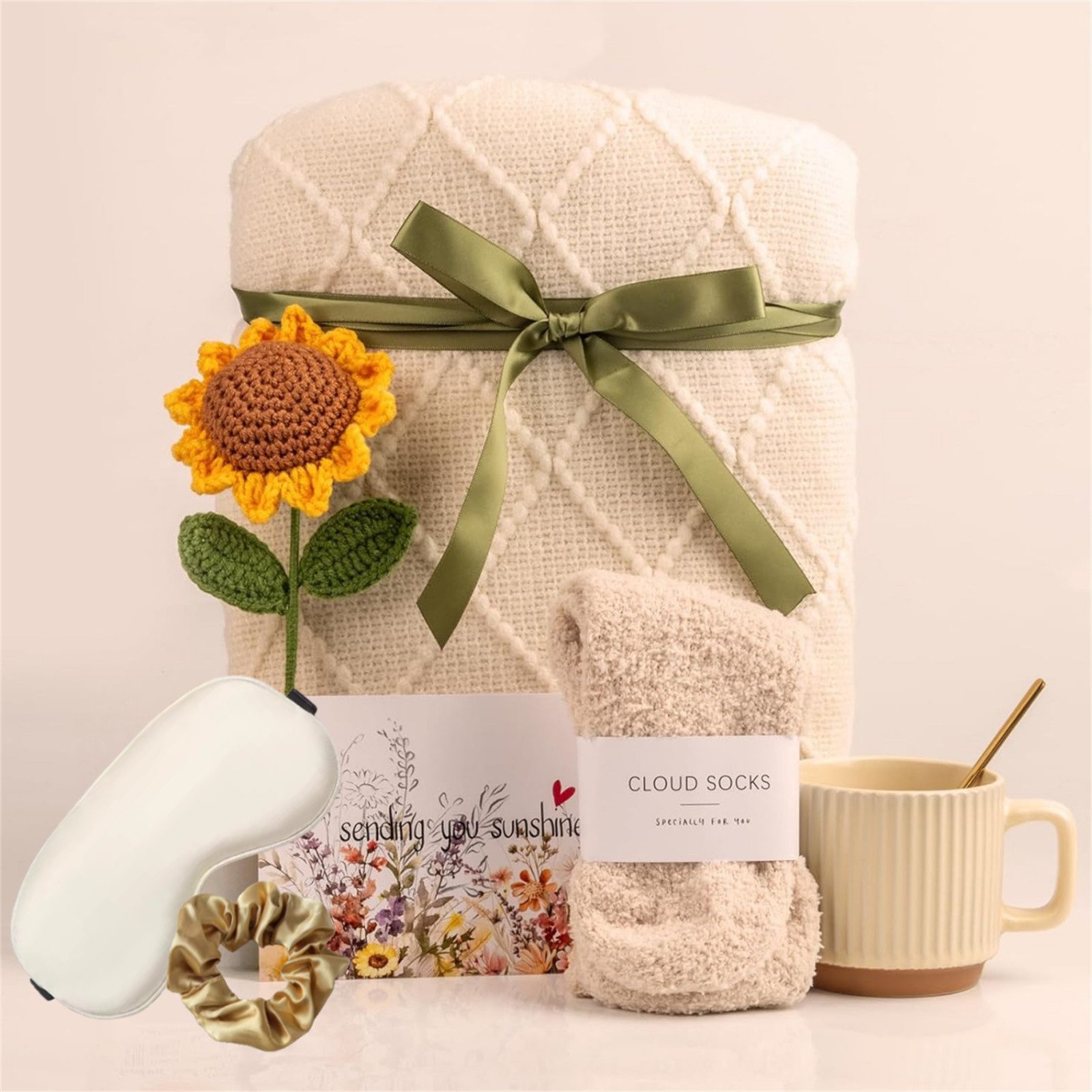 Wohndecke Pflege-Geschenkbox 8tlg, Sonnenblume Sonnenschein-Geschenkbox, HOMELIVE, Frauen Freundschaft Mutter Schwester Ehefrau Kollegin