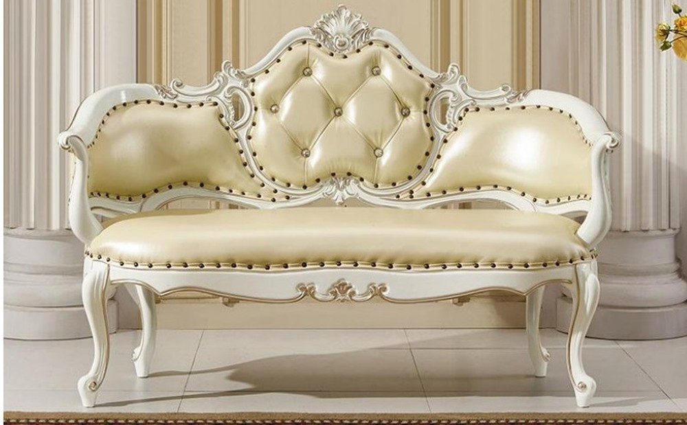 JVmoebel Sitzbank Beige Ledersofa im Chesterfield-Design - Elegante Couch für Wohnzimmer, Made in Europa