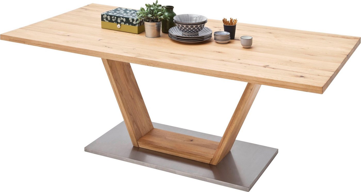 MCA furniture Esstisch »Greta«, Esstisch Massivholz mit Baumkante, gerader Kante oder geteilter Tischplatte-HomeTrends