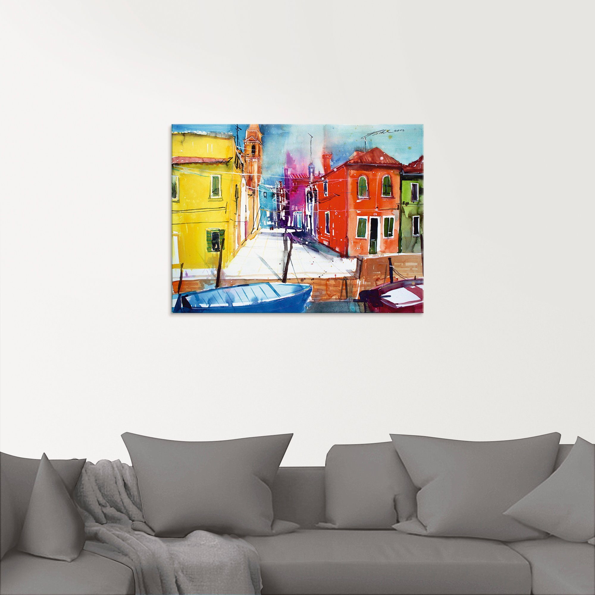 Artland Glasbild »Venedig, Burano, Fondamenta del Pizzo«, Italien (1 Stück)-HomeTrends