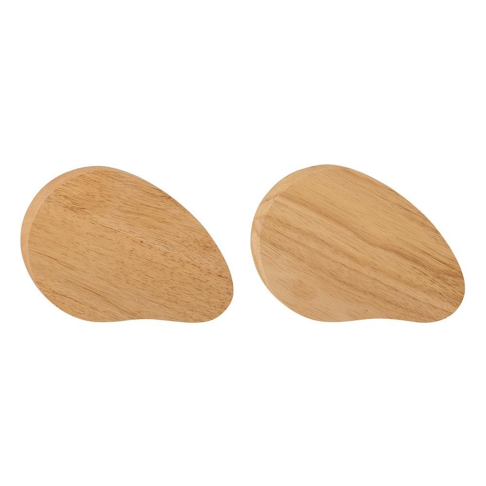 Bloomingville Schneidebrett Gong Brett 2er Set Natur Holz, Gummibaumholz Servierbrett