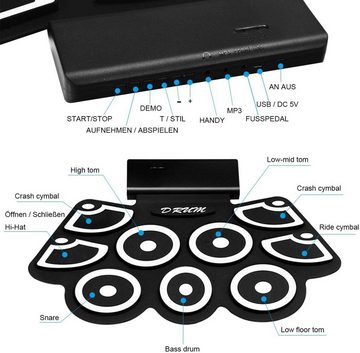 COSTWAY Spiel-Schlagzeug Schlagzeug, 9 Pads, mit Bluetooth