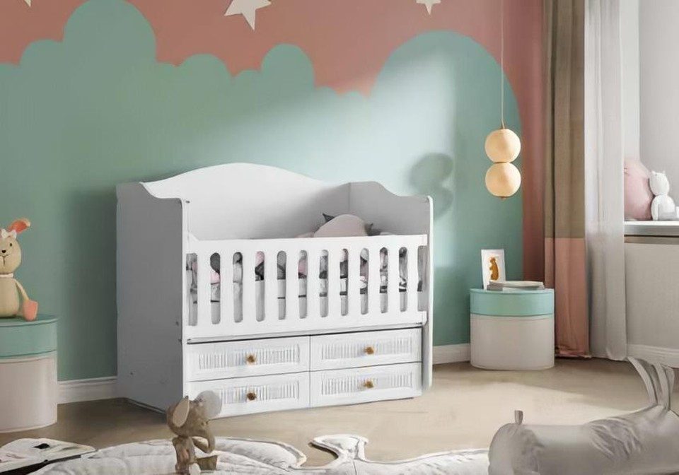 Xlmoebel Babybett Babybett Elegant von XLMOEBEL in Weiß mit Schubladen, 1-tlg., Made in Europa