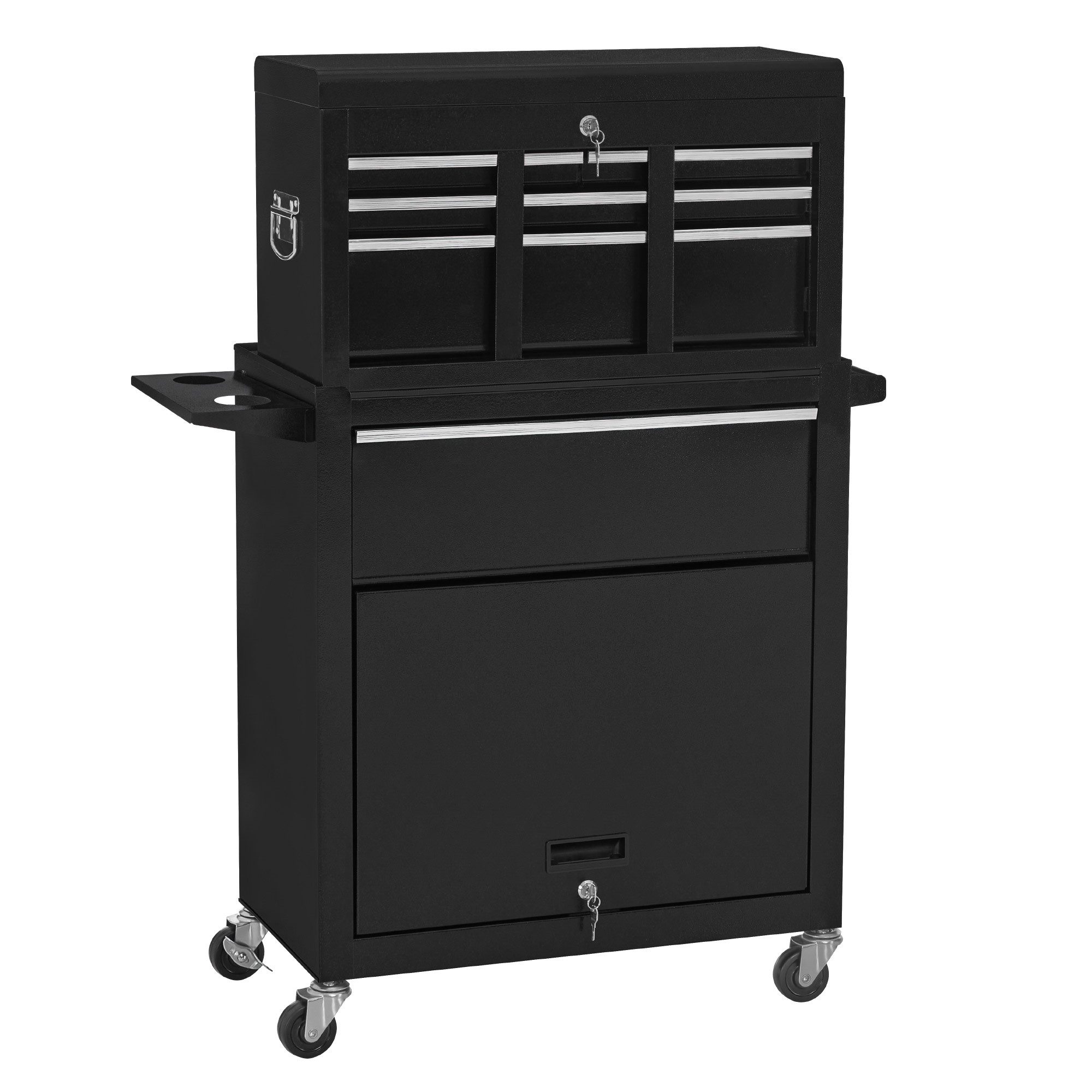 Barberpub Rollwagen BarberPub 2 in 1 Friseurwagen mit 5 Schubladen, mit Rollen, 0097, mit Rollen, mit Schrank & Haken, abschließbar