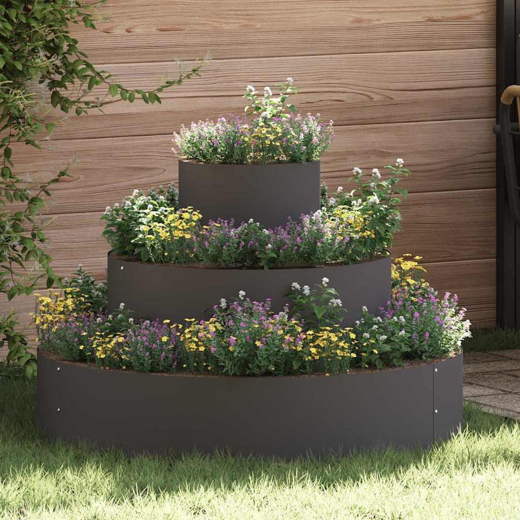 vidaXL Blumentopf Garten-Pflanzgefäß Schwarz 90 x 90 x 20 cm Kaltgewalzter Stahl (1 St)