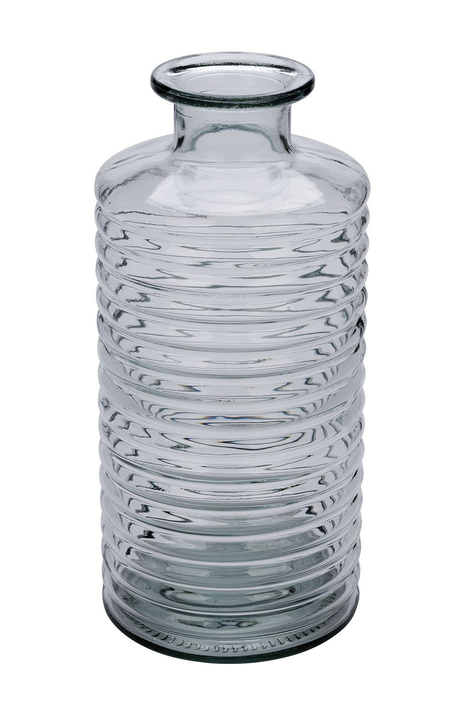 Spetebo Dekovase Glas Vase geriffelt - 31 x 14 cm (1 tlg., 1 St., 1 Vase), dickes Glas, transparent, modern, Deko