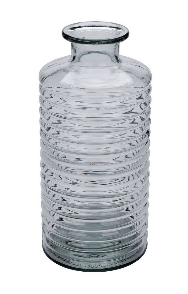 Spetebo Dekovase Glas Vase geriffelt - 31 x 14 cm (1 tlg., 1 St., 1 Vase),  dickes Glas, transparent, modern, Deko