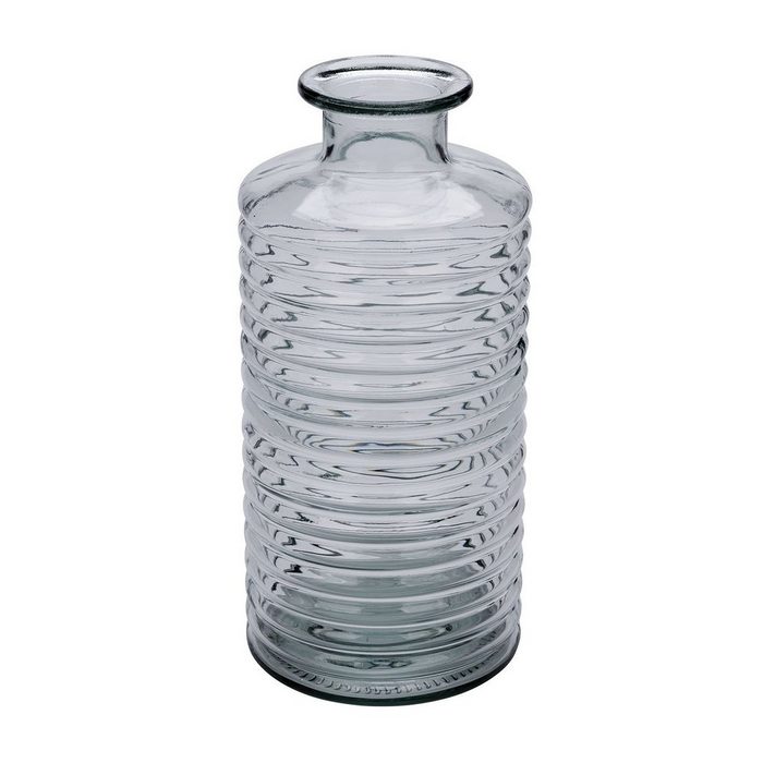 Spetebo Dekovase Glas Vase geriffelt - 31 x 14 cm (1 tlg. 1 St. 1 Vase) dickes Glas transparent modern Deko