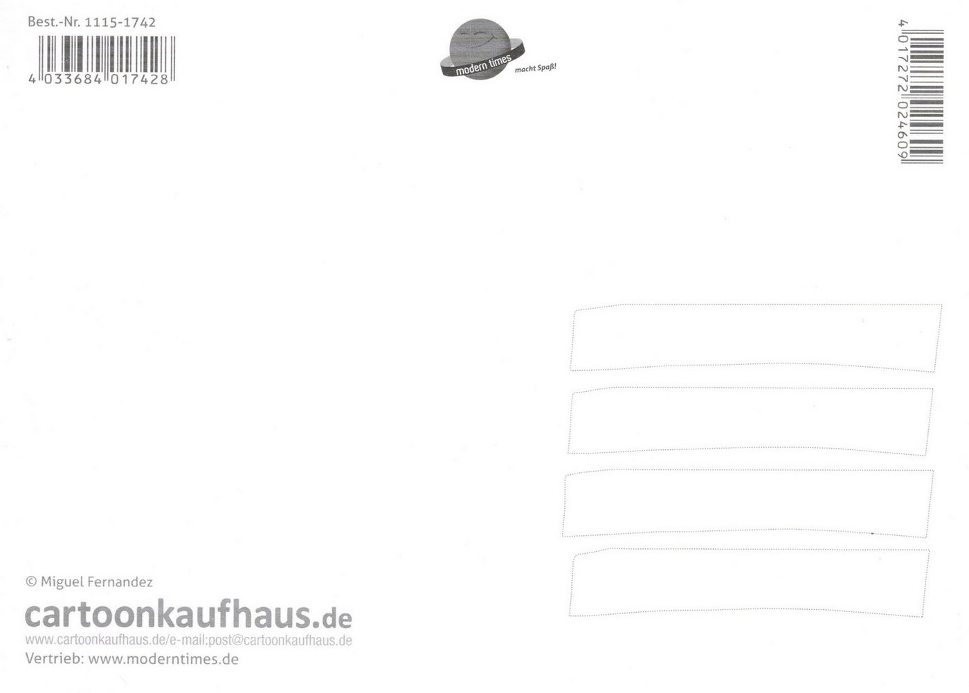Thumbnail - Postkarte Cartoon-Postkarte Miguel Fernandez "Bevor sie frisst, spielt sie ..."