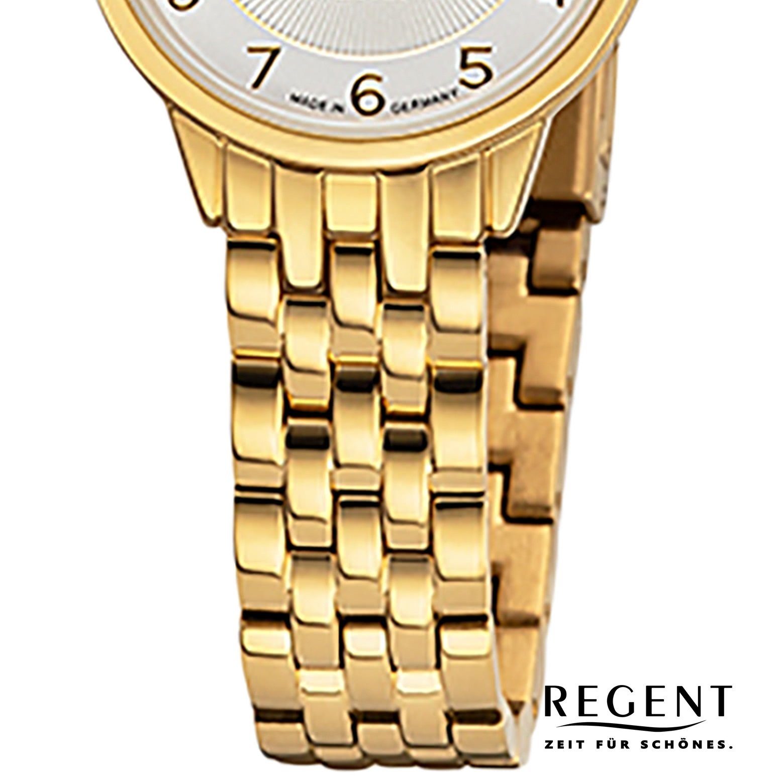 Regent (ca. Armbanduhr klein Damen Damen rund, Quarzuhr Regent Metallbandarmband 27mm), Armbanduhr Analoganzeige,