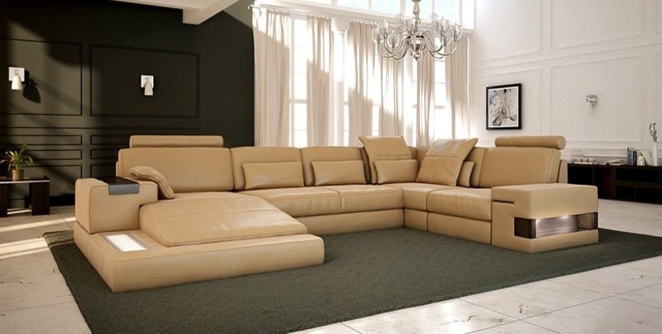 Ecksofa JVmoebel Couch Designer in Made Polster Sofa Sofas Couchen, Europe Beiges Wohnlandschaft