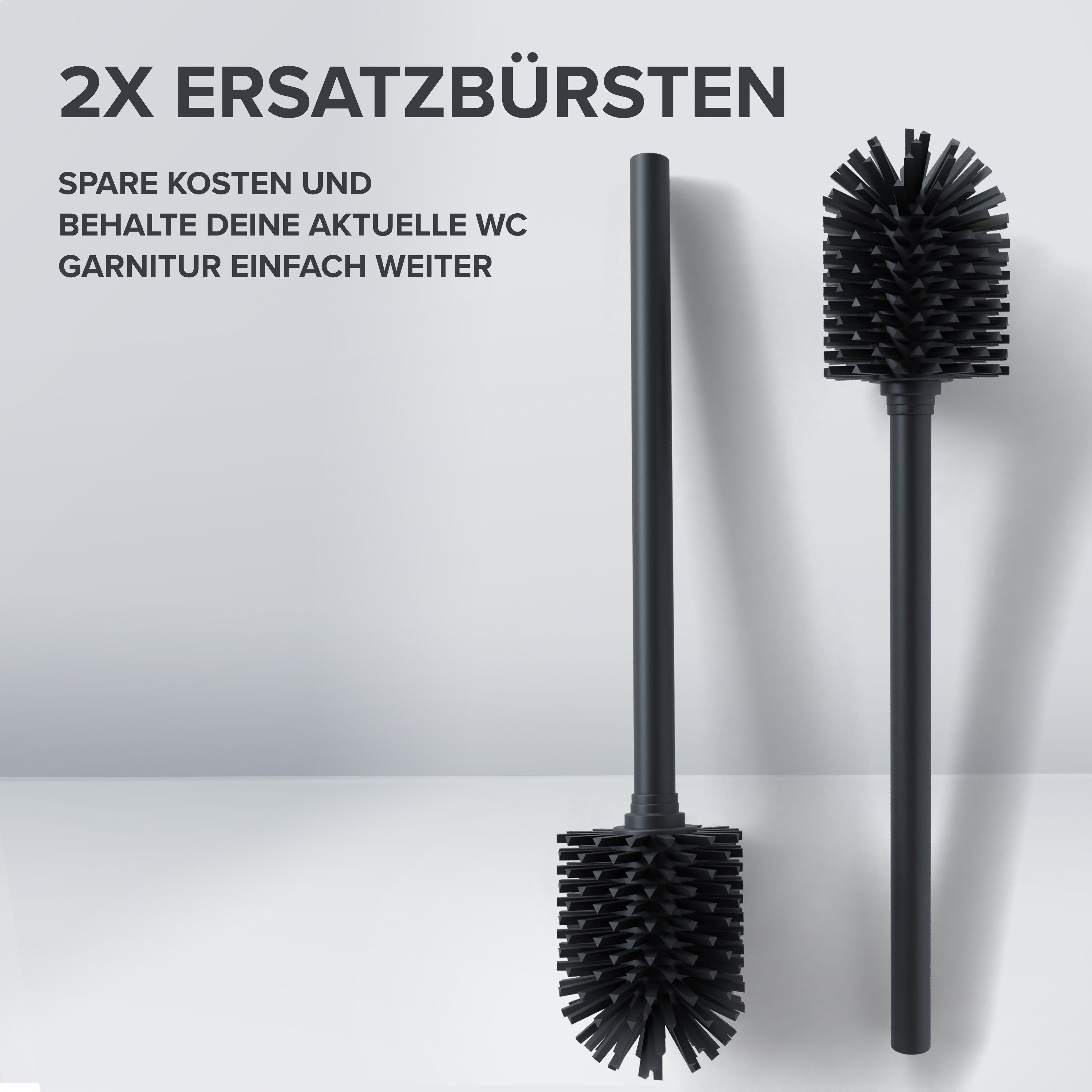 ovimar WC-Reinigungsbürste, (Packung, 2-tlg., 2), aus Edelstahl in Schwarz zur