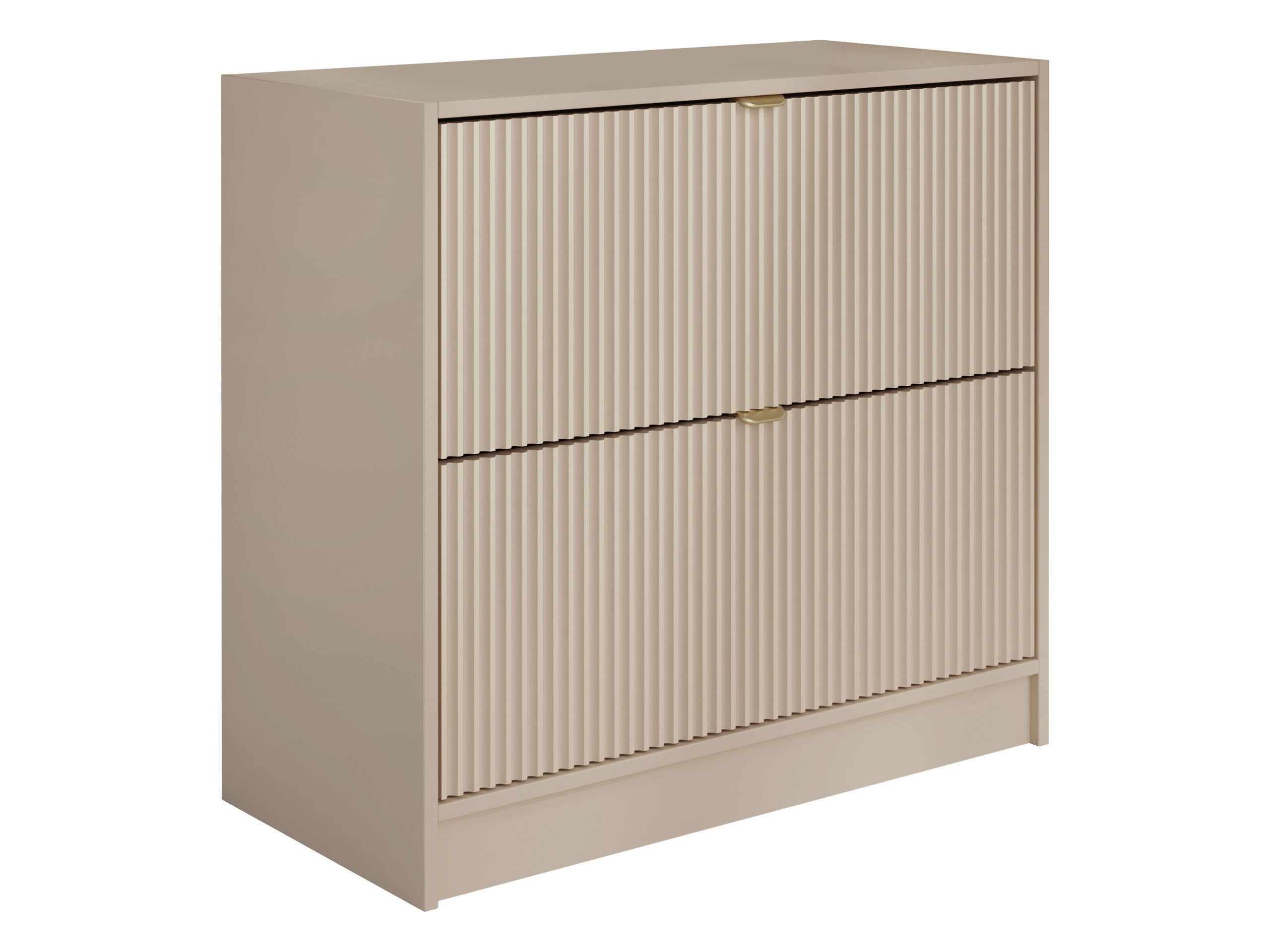 MIRJAN24 Schuhschrank Tireno 2K (mit zwei Klappen) Aluminiumgriffe in der Farbe Gold, 80x40x75 cm