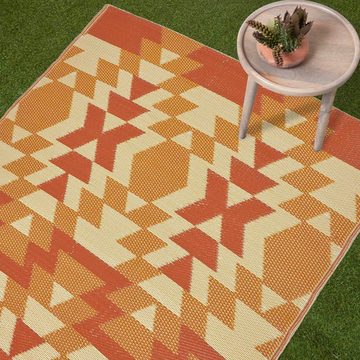 Outdoorteppich Outdoor-Teppich Anya 120 x 180 cm – Ethno-Muster, rot-orange, Homescapes, Höhe: 20 mm