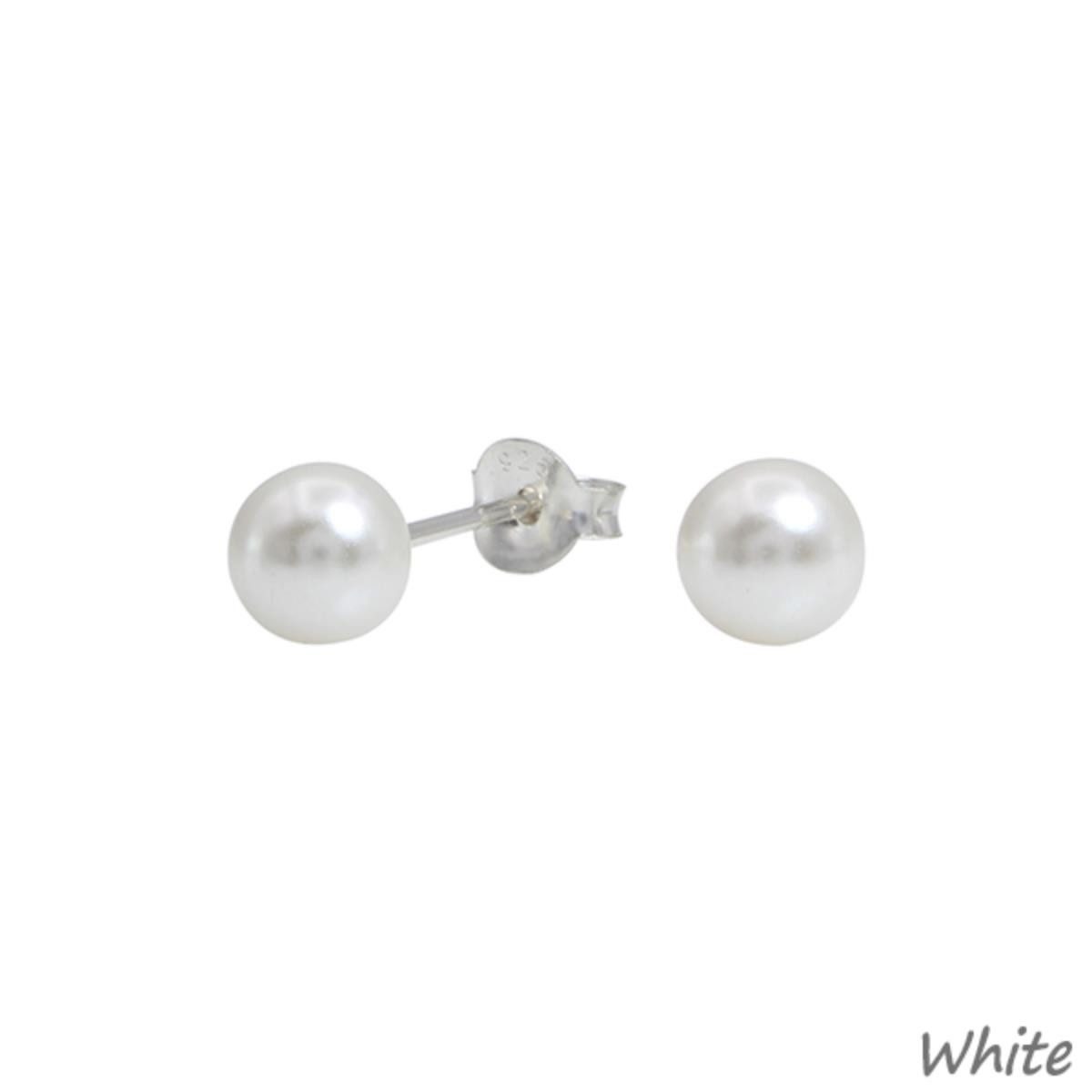 Order & Smile Schmuck Paar Ohrstecker Perlenohrringe: runde Ohrstecker Silber 925 „Kugel“