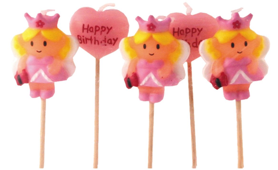 Partystrolche Formkerze Minikerzen am Pick für Kindergeburtstag und Mottoparty (6er Set), Motivkerzen