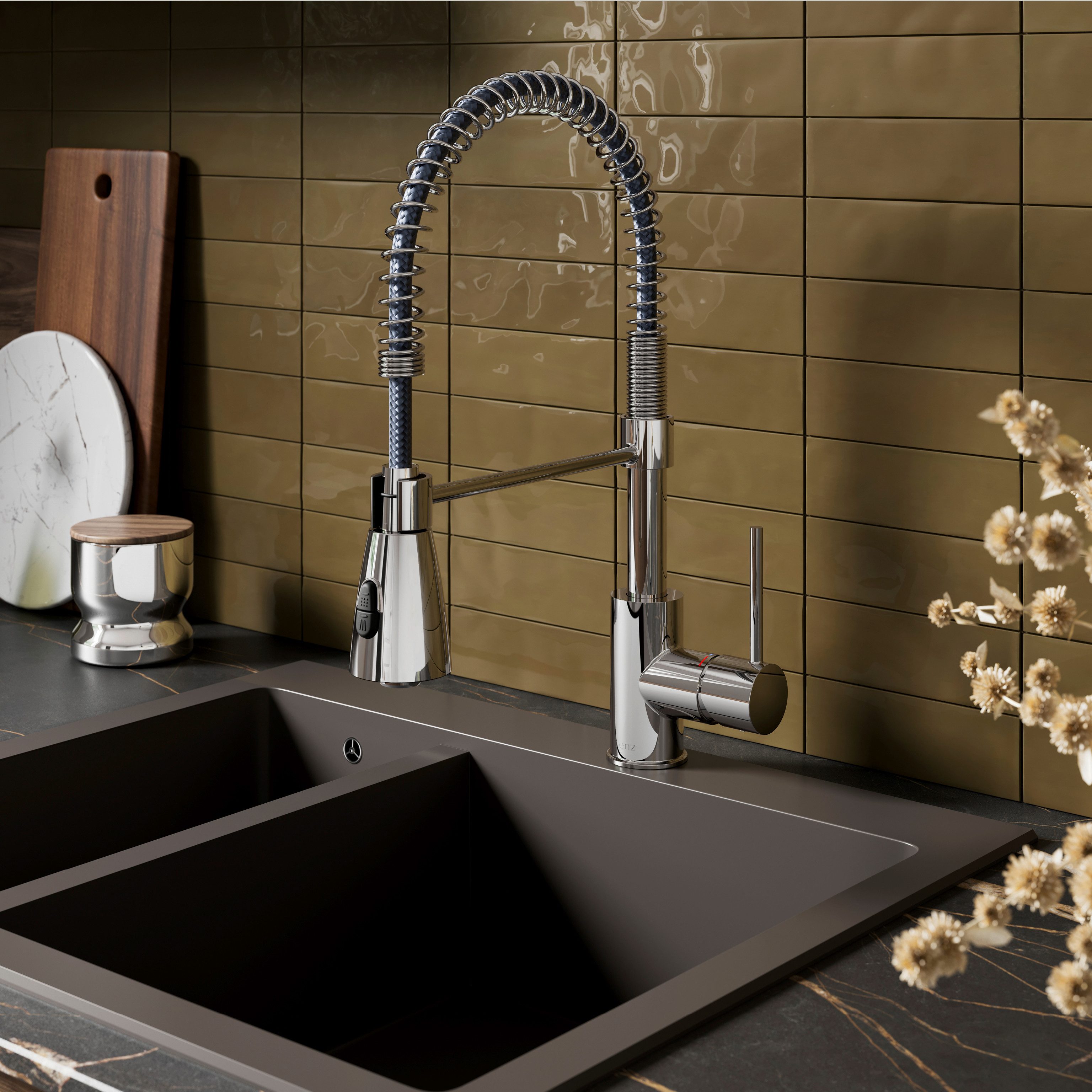 Lenz Küchenarmatur KALANI² flexible Geschirrbrause, 2 Strahlarten, 306° schwenkbar Nickelfrei, Niederdruck