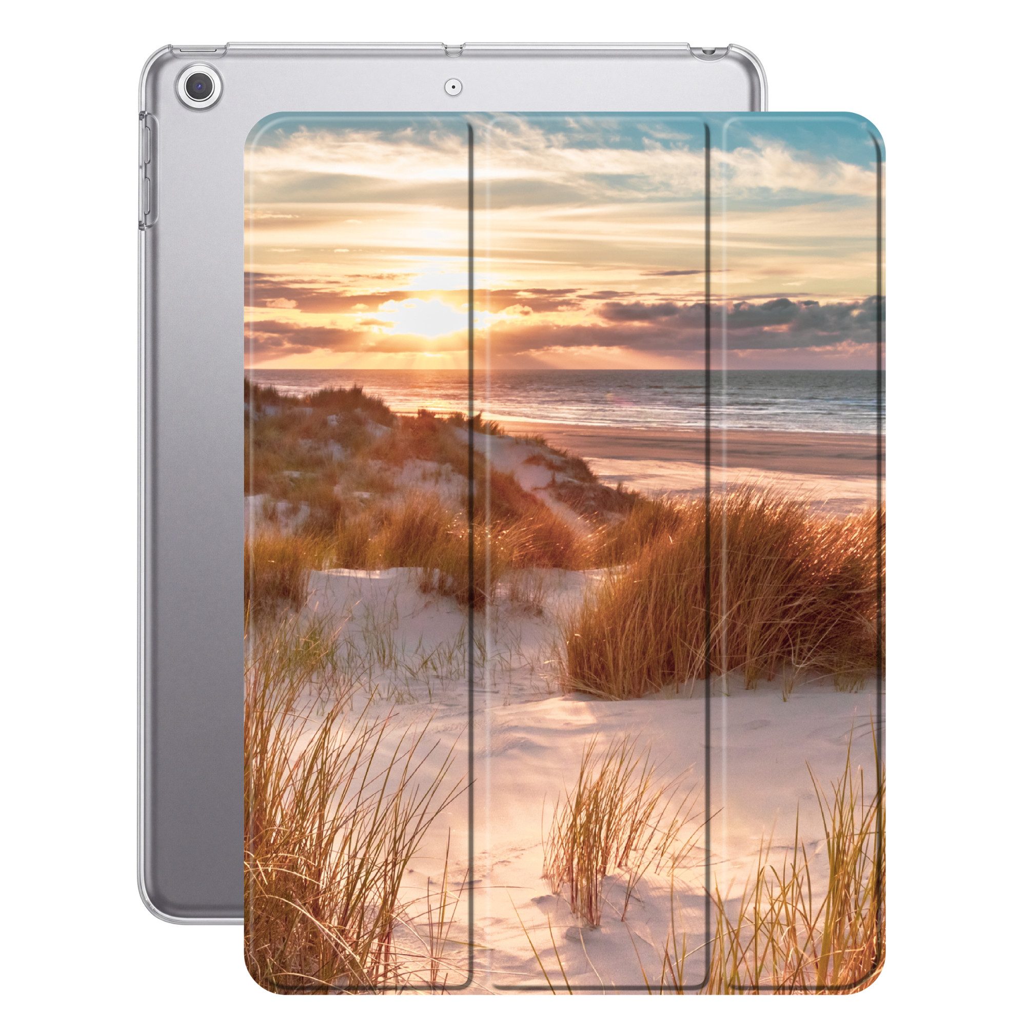 OnlyWow Tablet-Hülle Apple iPad Air 2 Düne - Pflanzen - Sonnenuntergang - Strand - Meer, Klapphülle, Dünn, Magnetisch, Design