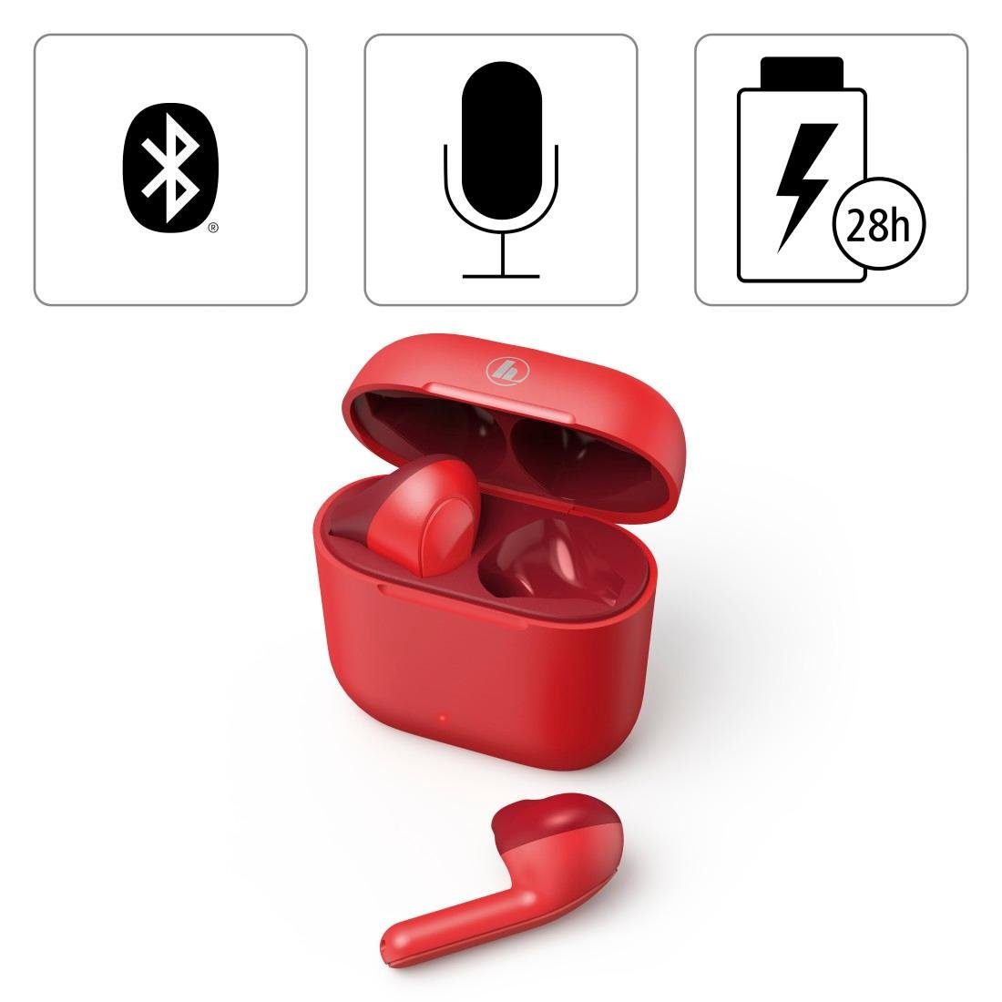 Hama Bluetooth® Kopfhörer True Wireless, Berührungssteuerung, Siri (Freisprechfunktion, Assistant, Google HSP, Bluetooth, A2DP Autopairing, Assistant, Mikrofon) SPP, Bluetooth-Kopfhörer HFP, Google Apple PBAP, Sprachsteuerung, rot Earbuds, Bluetooth, integriertes AVRCP Siri