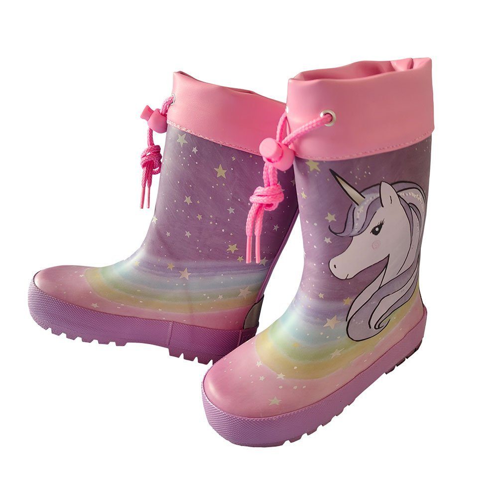 MAXIMO Gummistiefel 'Einhorn' Fotoprint, gepatcht, Stulpe Gummistiefel