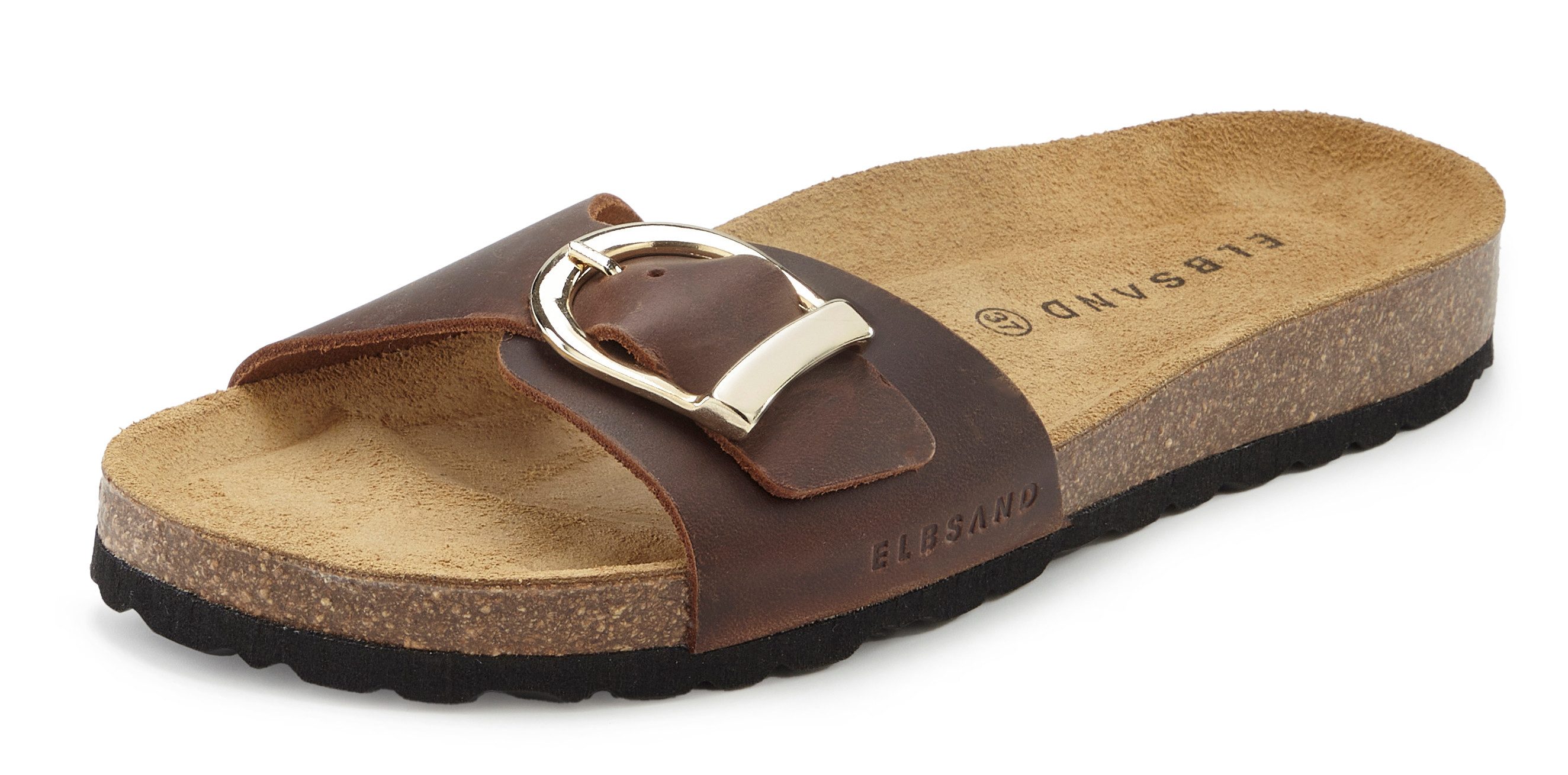 Elbsand Sandale, Mule, offener Schuh, Sommerschuhe, Lederpantolette Pantolette NEU aus Leder mit weichem Korkfußbett