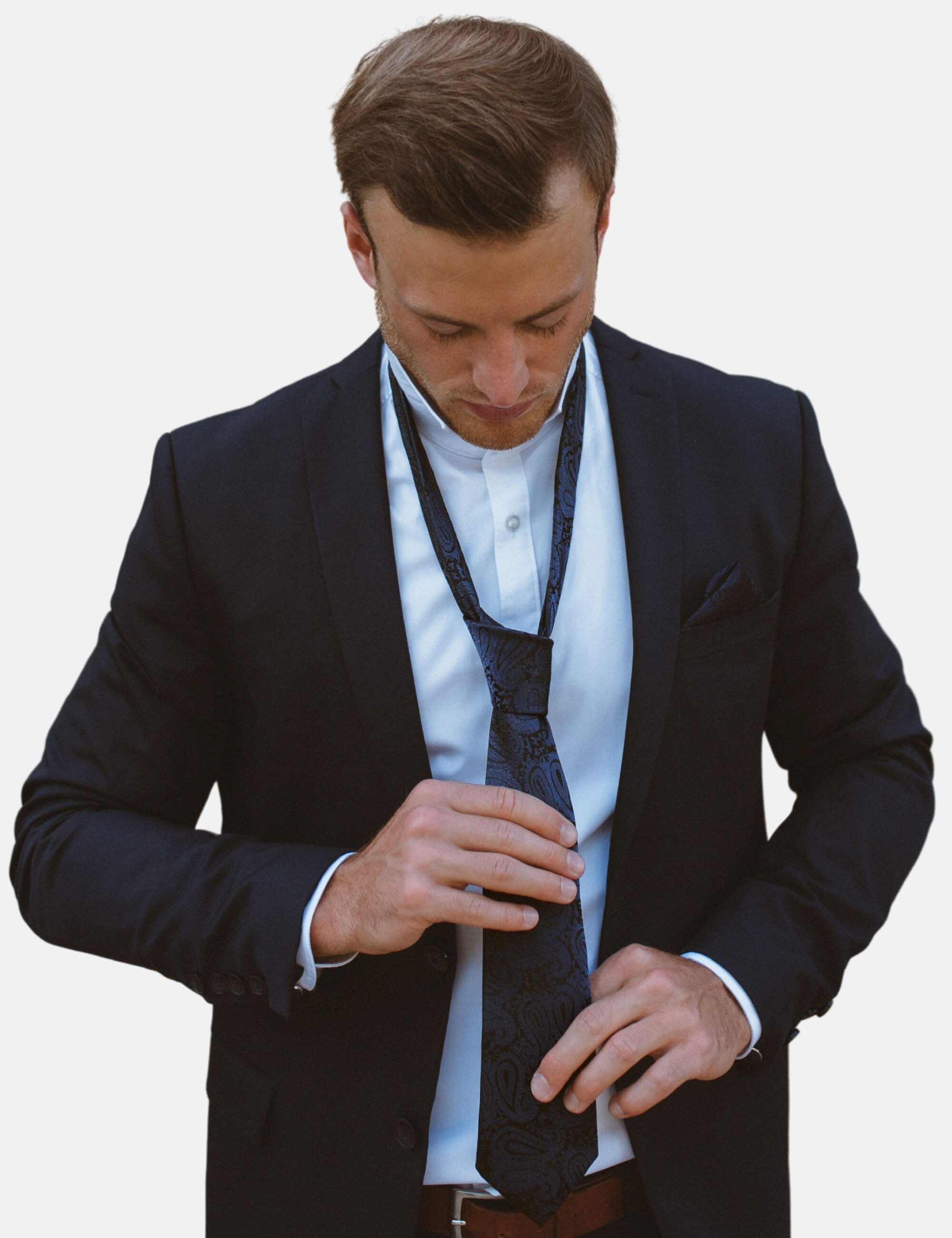 Massi Morino Krawatte (1-St) mit Einstecktuch, Manschettenknöpfen und Krawattenklammer