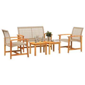 vidaXL Loungesofa 5-tlg. Garten-Lounge-Set Beige Poly Rattan und Akazienholz, 1 Teile