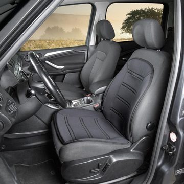 WALSER Autositzbezug Jersey Auto Sitzheizkissen schwarz heizt Sitzfläche und Rückenlehne