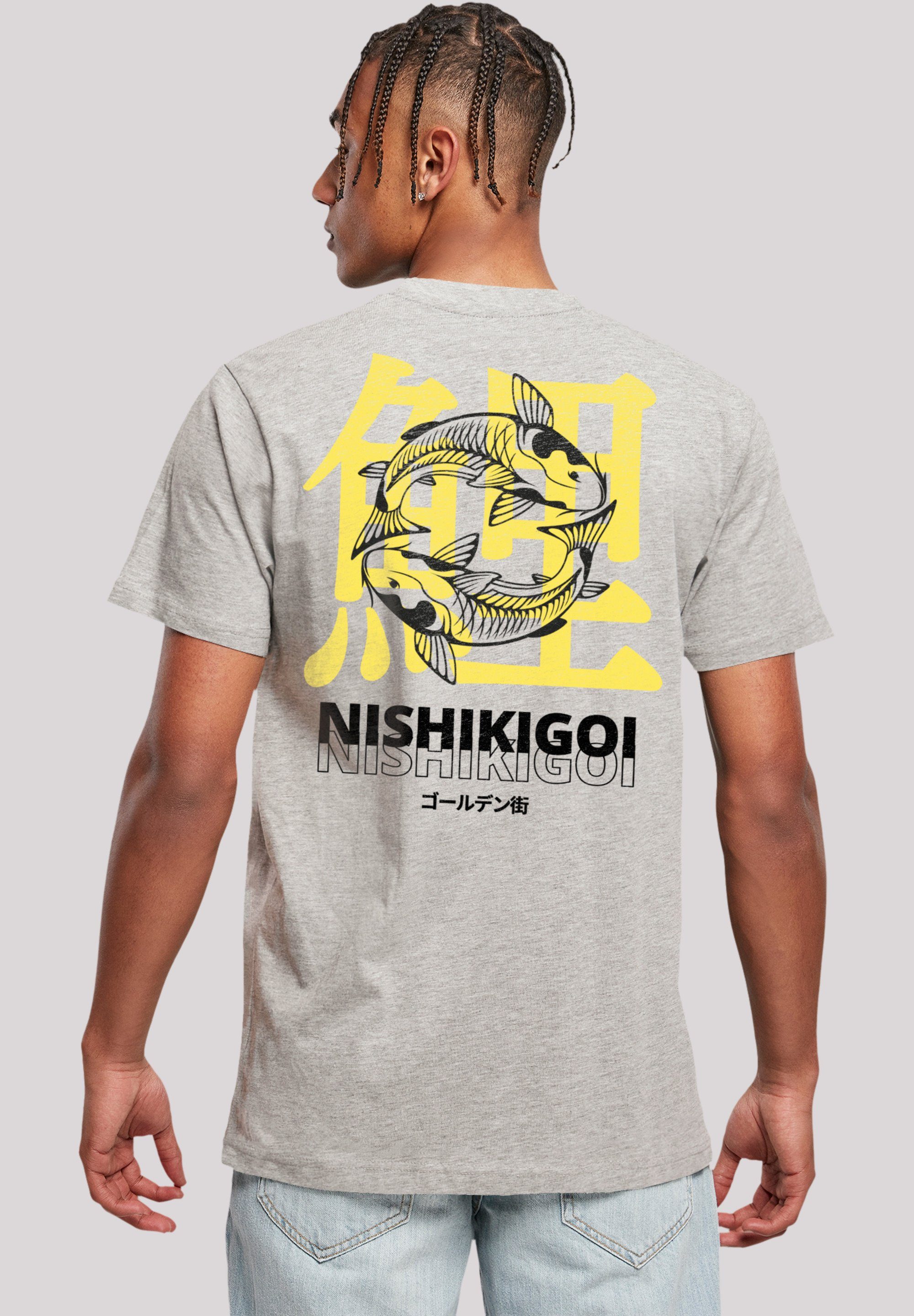 F4NT4STIC T-Shirt Koi Golden Gai Print heather grey