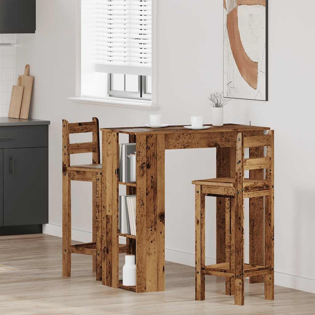 vidaXL Esstisch Bartisch mit Regal Altholz-Optik 102x50x103,5 cm Holzwerkstoff (1-St)
