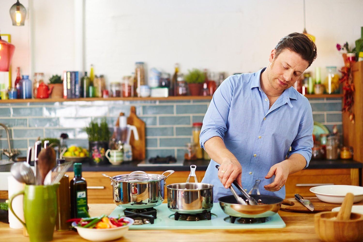 Tefal Servierpfanne Jamie Oliver Induction Servierpfanne 25cm, mit Deckel, (1-tlg), Edelstahl, Induktionsboden