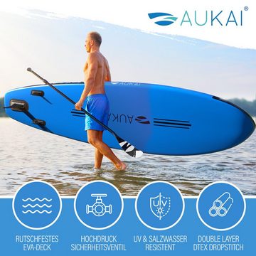 Aukai SUP-Board PRO 320cm, 2in1 Aufblasbares Stand up Paddle Set mit Kajak-Sitz, (Action-Cam-Halterung, Fußschlaufe, Pumpe, Rucksack, AquaBag), Komplettsett - 5 Jahre Garantie