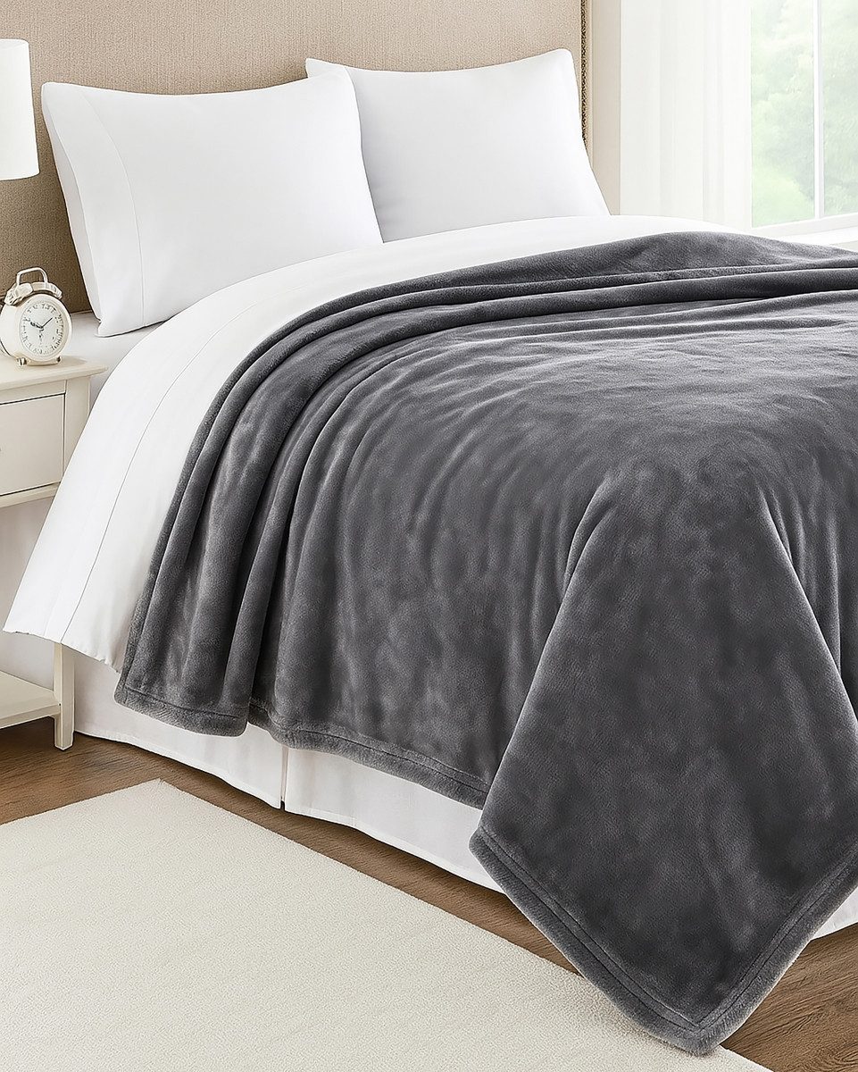 Wohndecke, Heubergshop, Kuscheldecke Sofadecke 150x200cm flauschig Anthrazi günstig online kaufen