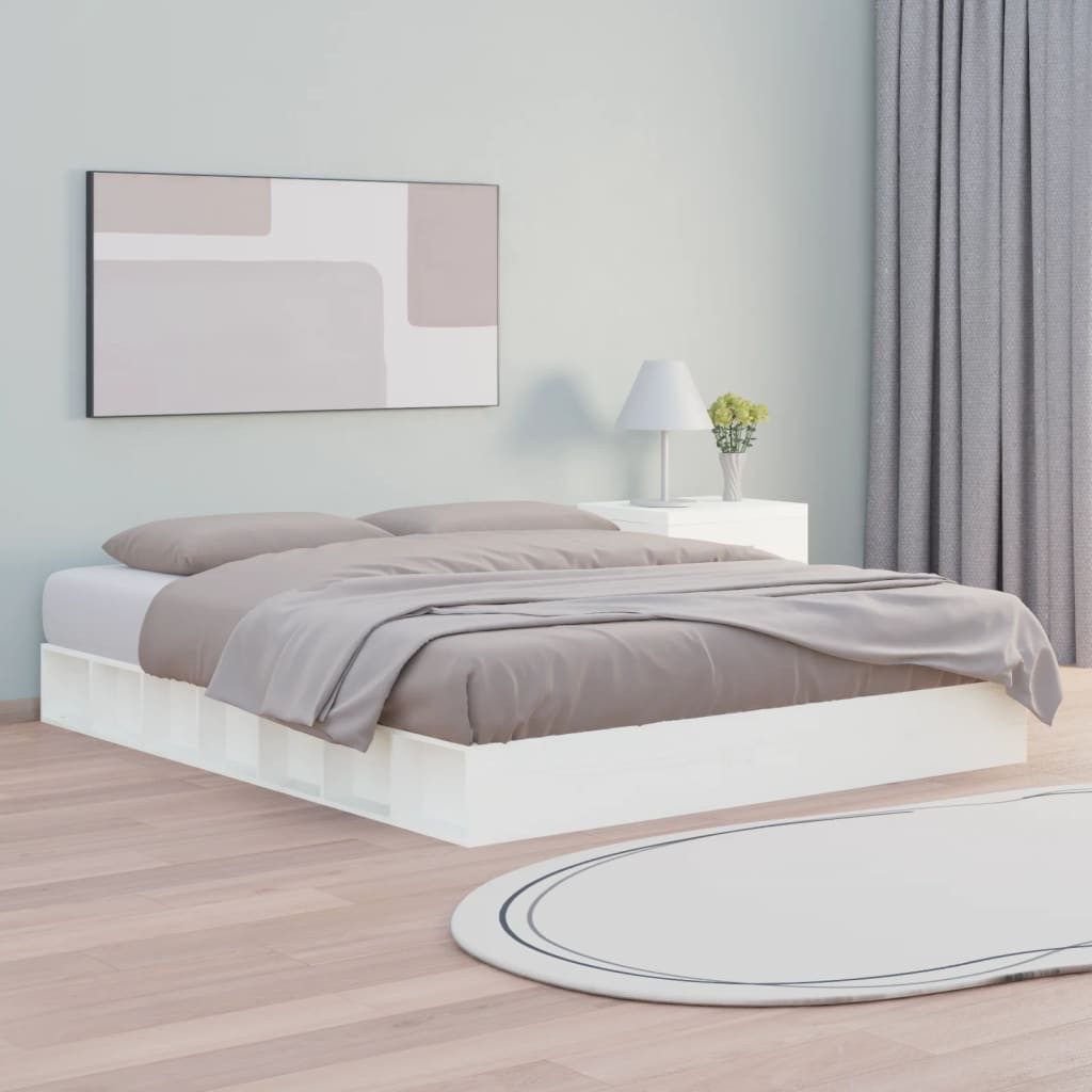vidaXL Bett, Massivholzbett Weiß 180x200 cm günstig online kaufen