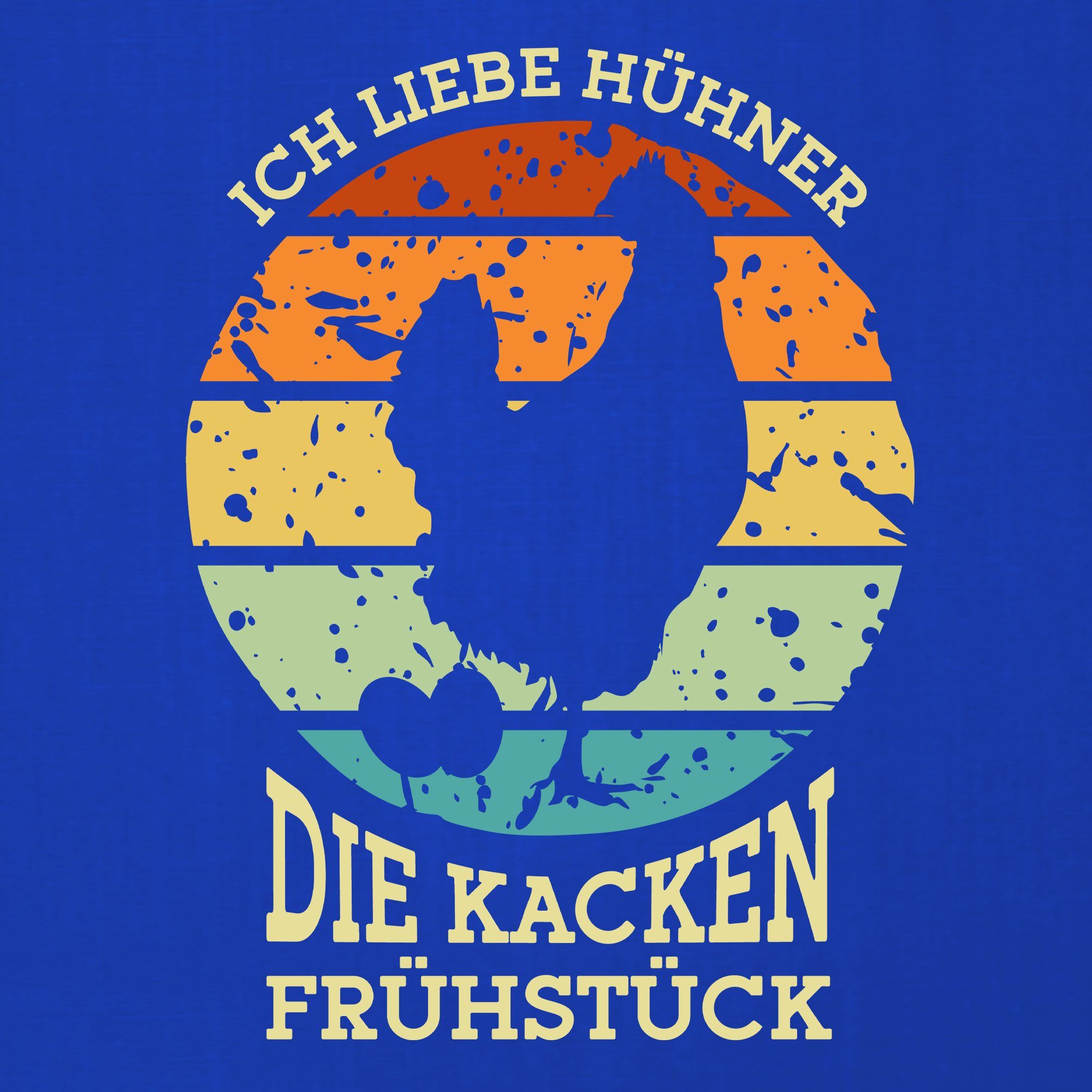 kacken Herren Hühner Kurzarmshirt Chicken Huhn Frühstück Hahn Formatee Bauern (1-tlg) T-Shirt Blau Quattro -