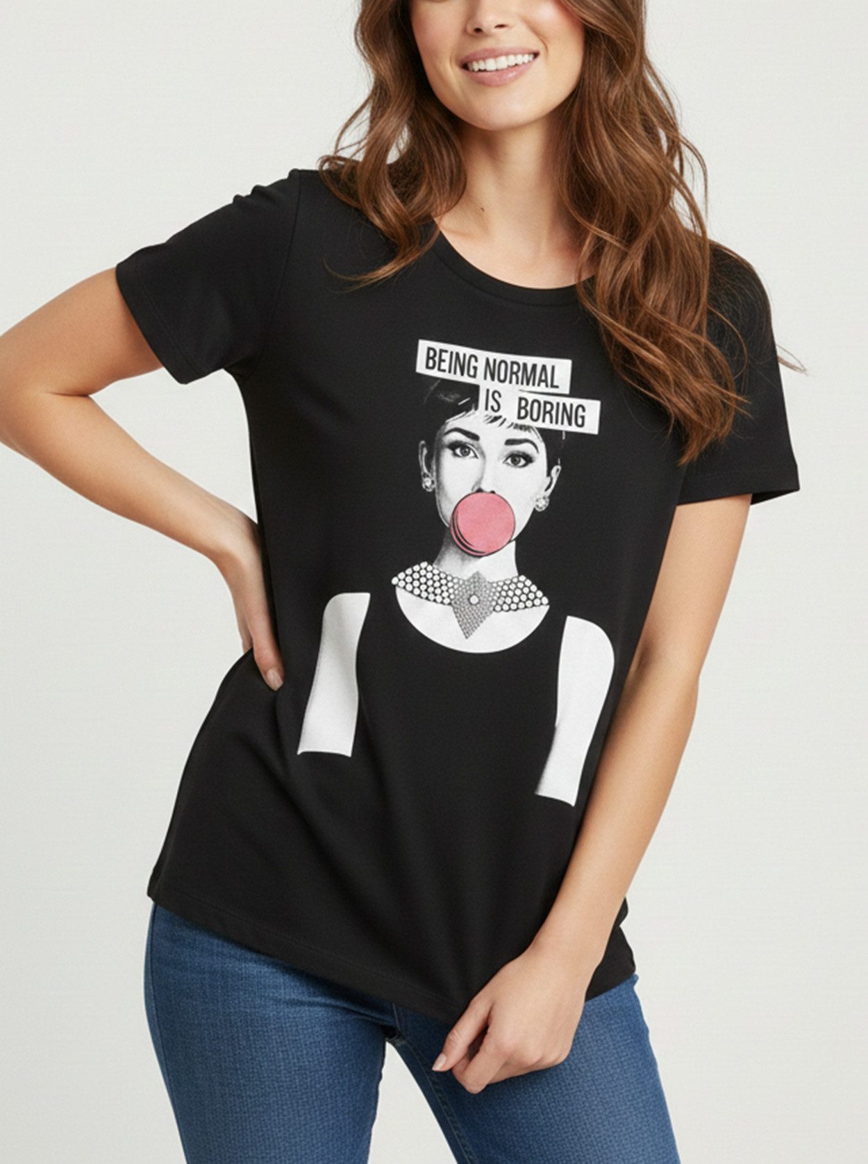 MAKAYA Print-Shirt Damen Audrey Lustige Ausgefallene Frauen Oberteile Freche Sprüche Top