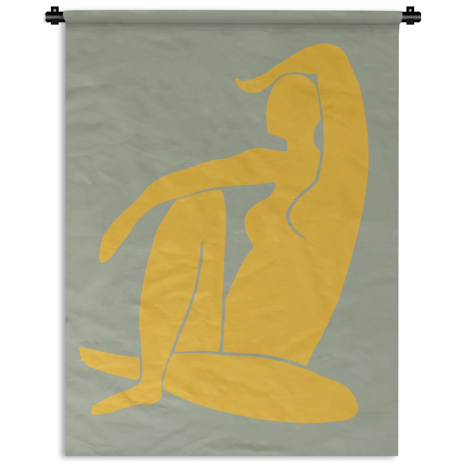 Minimalismus Tapisserie, Frau der Deko Gelb - Grün Wand, Schlafzimmer - - Wanddekoobjekt - für MuchoWow an Wohnzimmer, Design,