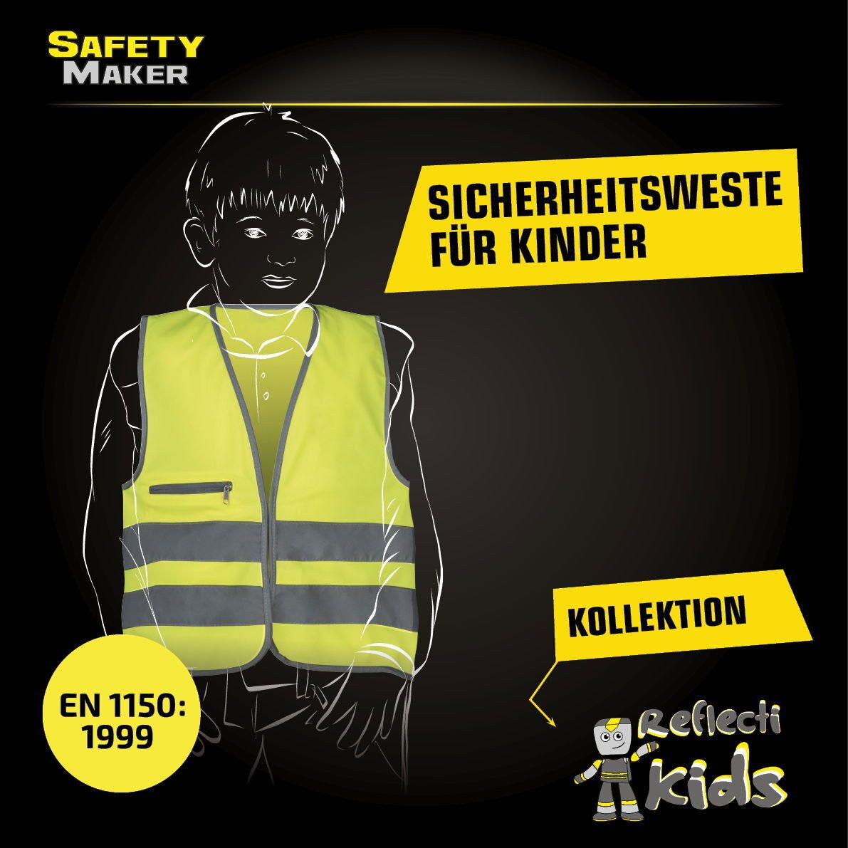Safety Maker Reflektorband Sicherheitsweste 7-14 Jahre gelb, (1 St., 1 Stück)