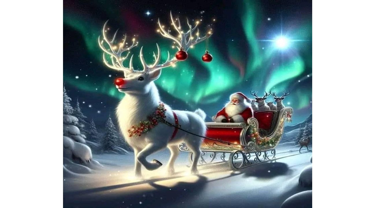 Rötting Design Malen nach Zahlen BASTELIDEE 5d Diamond Painting Set Weihnachtstour unter Nordlichter (Komplett-Set), Diamond Painting Vollbild, Lieferung enthält alle Utensilien