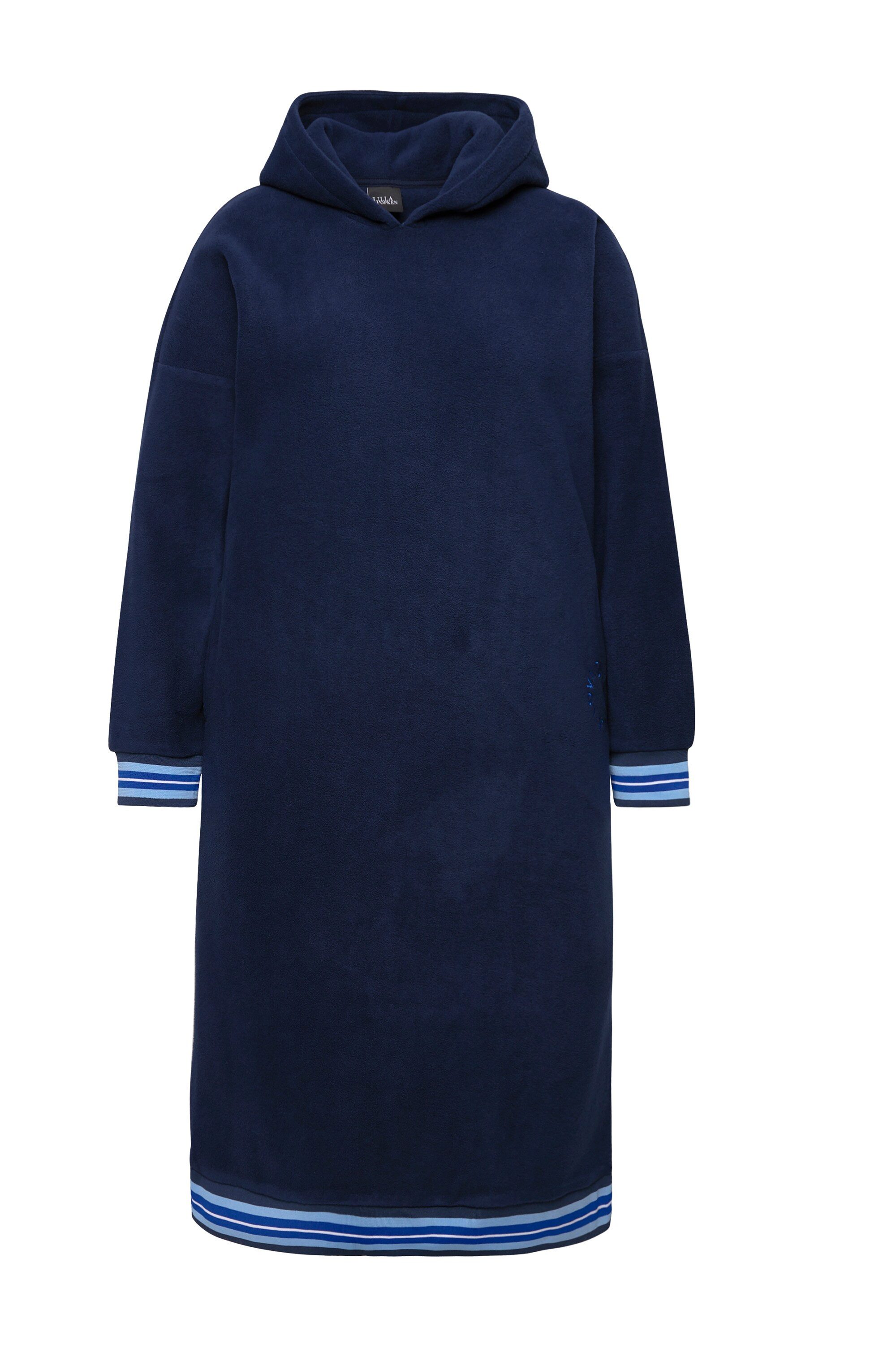 Ulla Popken Jerseykleid Loungewear-Fleecekleid Kapuze Stickerei günstig online kaufen