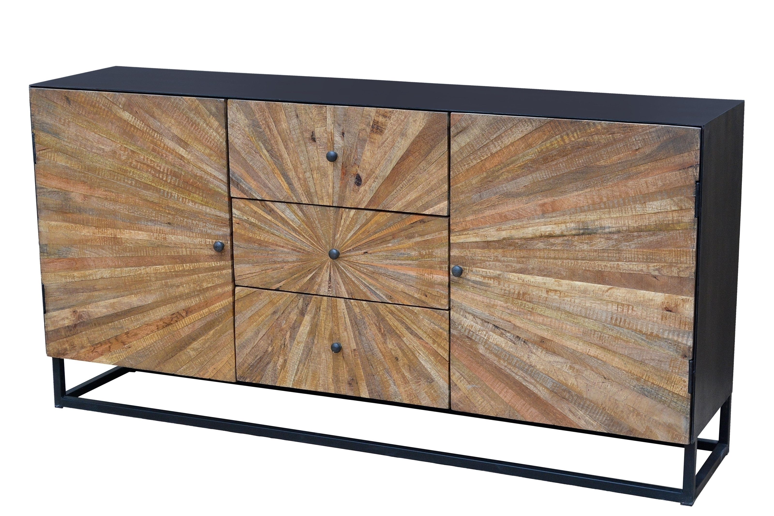 freiraum Sideboard Madira, in Schwarz, Mangoholz/Metall - 180x90x40cm (BxHxT)