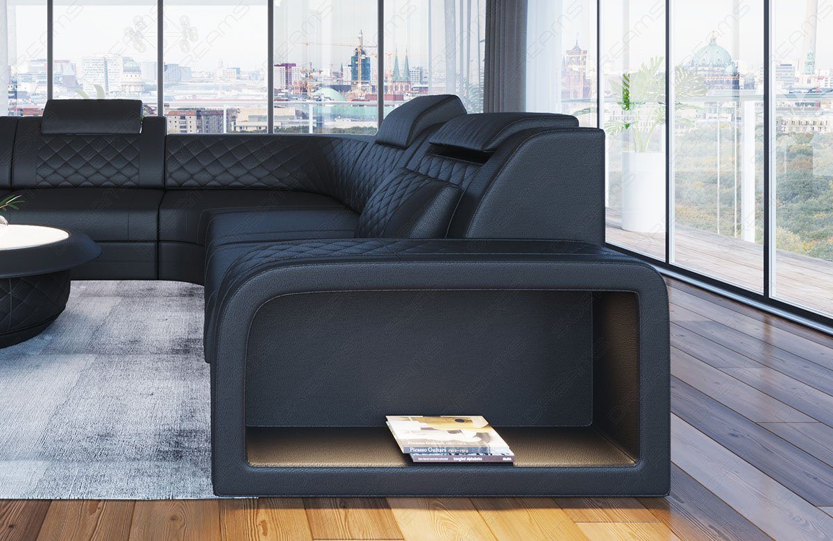 Sofa Dreams Ecksofa Foggia L Form Leder, mit LED, verstellbare Kopfstützen, Designersofa